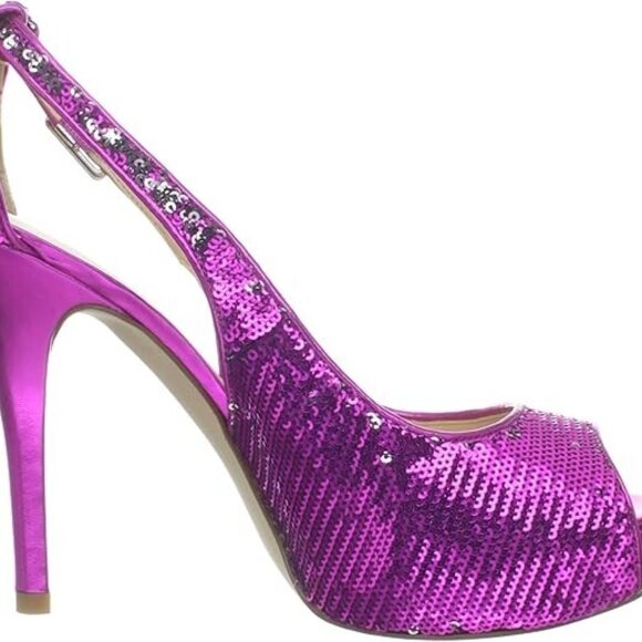 NIB GUESS Womens Sandals Pump Peep Toe Cocktail Party Pink Heels Shoes 7.5 M - Picture 6 of 7